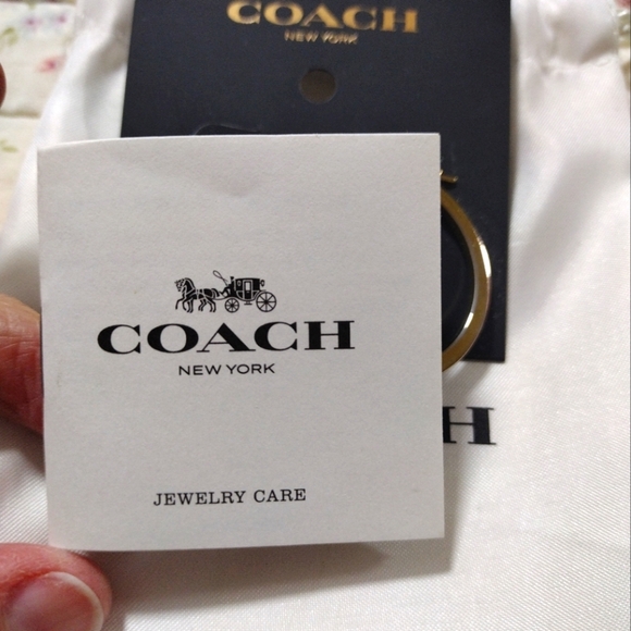 Coach Gold Plated Brass Hoop Earrings - Picture 5 of 7